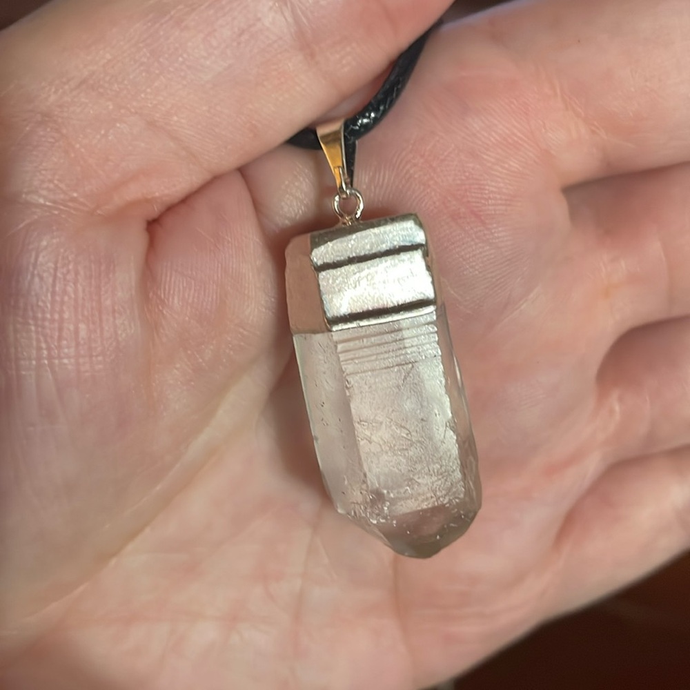 Lemurian Quartz Silver Plated over Copper Electroform Pendant, New